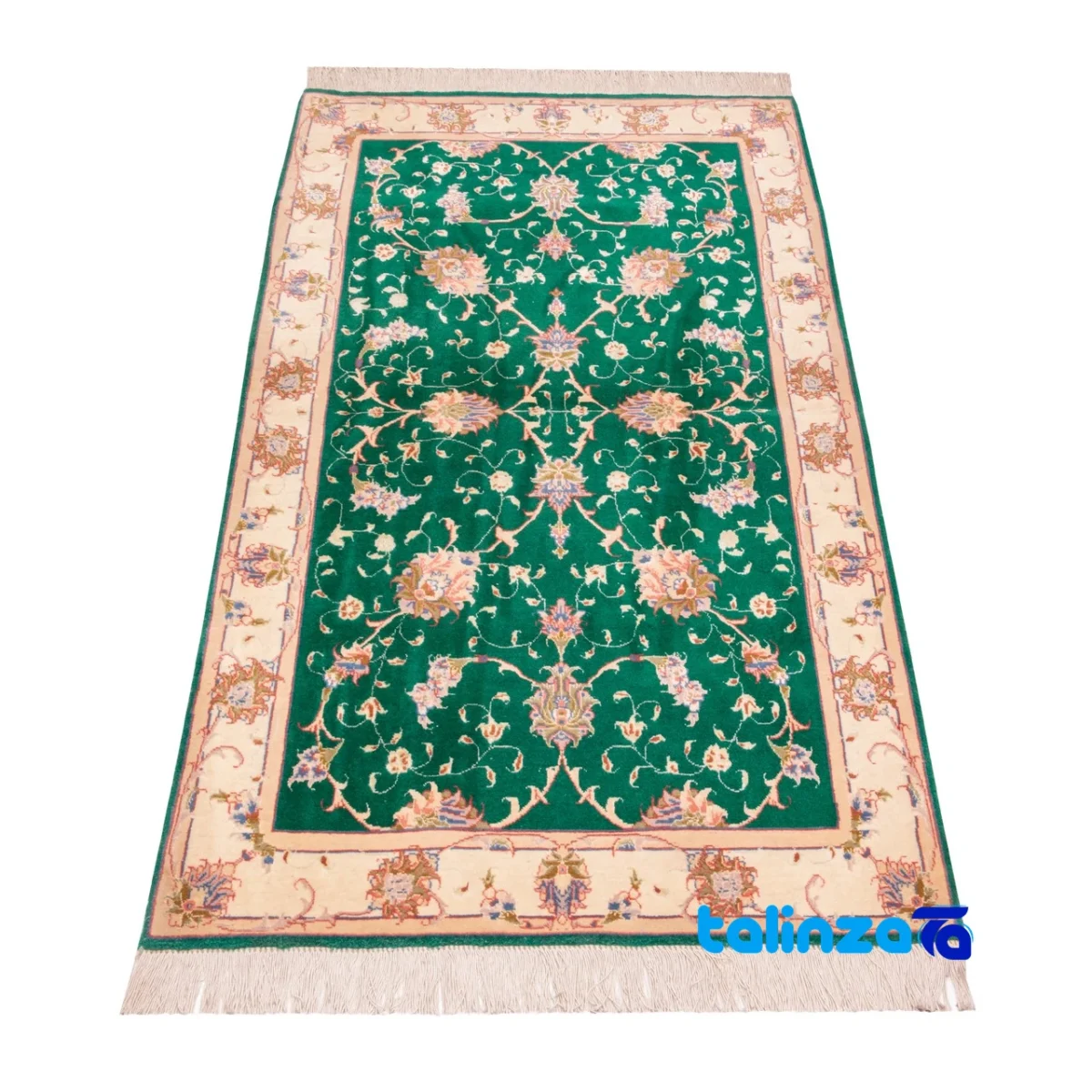 Persia Handwoven Rug Green 138x78x1 cm binding and edges (Corner detail)