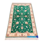 Persia Handwoven Rug Green 138x78x1 cm binding and edges (Corner detail)