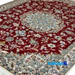 Nain Handwoven Rug Traditional Design Rich Red - Edge view showing border and finishing