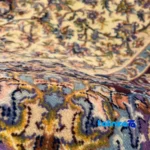 Edge view of NKP Handwoven Area Rug Wheat Colorful Design border and finishing