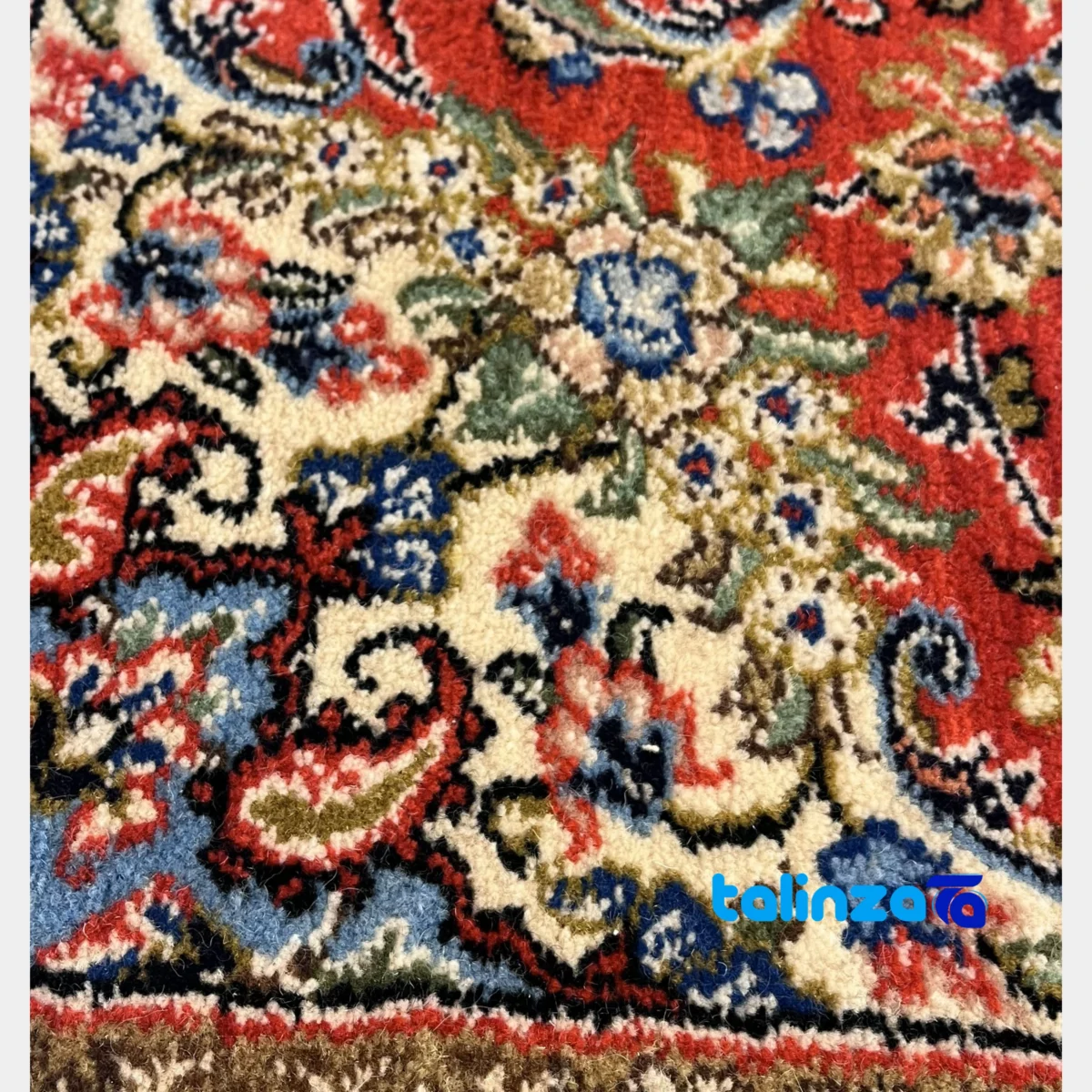 Handwoven Persian Rug NKP.RJ5 Red - Corner detail showing binding and edges