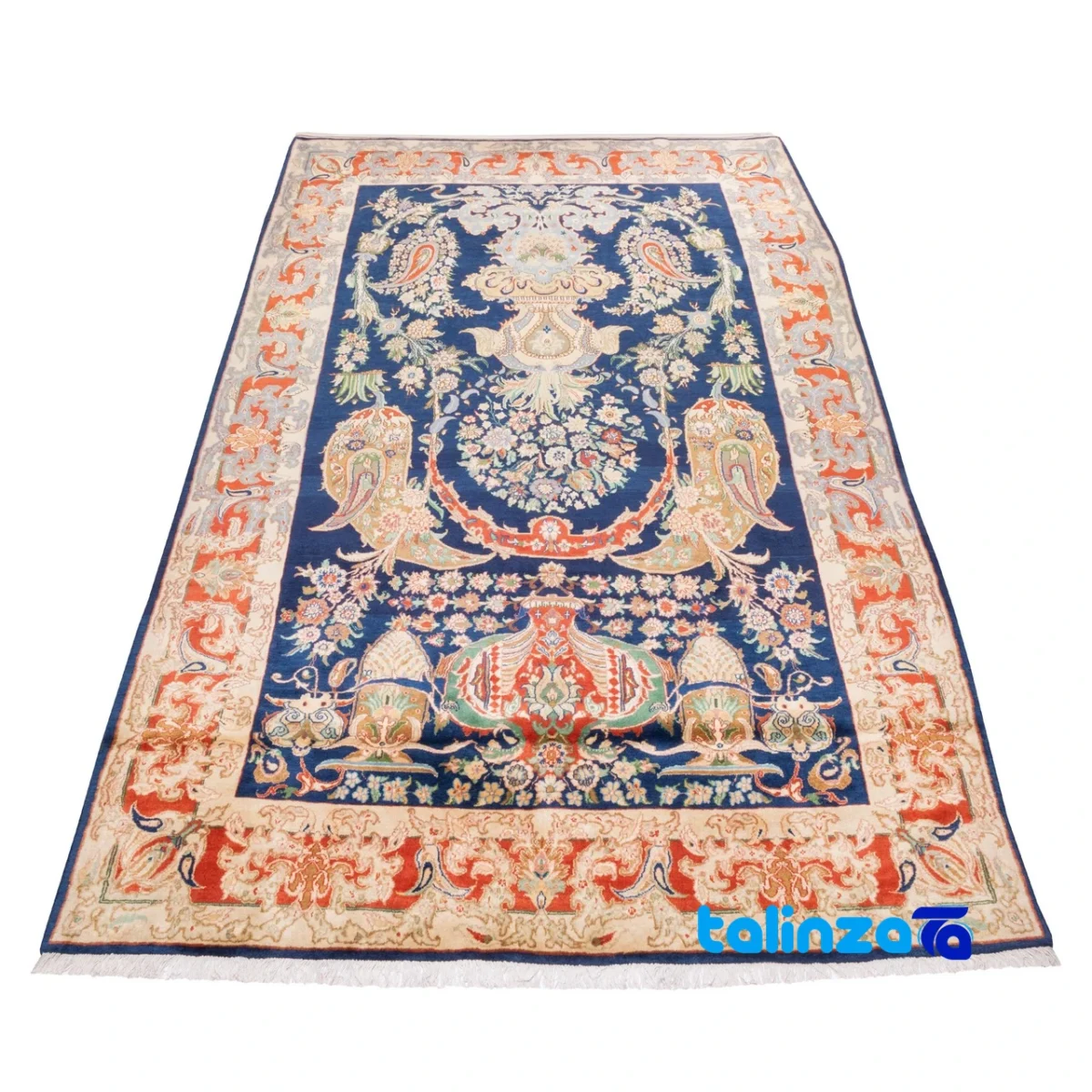 Edge view of C Persia Handwoven Rug Elegant Design 348x207x1 cm border and finishing