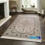 Kashan Handmade Rug Cream Rectangular Design binding and edges (Corner detail)