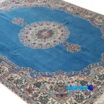 Nain Handwoven Rug Simple Design Blue border and finishing (Edge view)