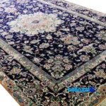 Nain Handwoven Carpet Stunning Navy Design border and finishing (Edge view)