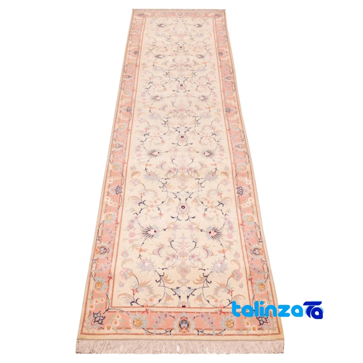 Cypress Persian Handwoven Runner Rug Cream 280x77x1 cm binding and edges (Corner detail)