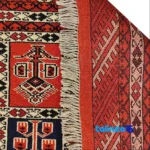 NKP Handwoven Area Rug Red - Edge view showing border and finishing