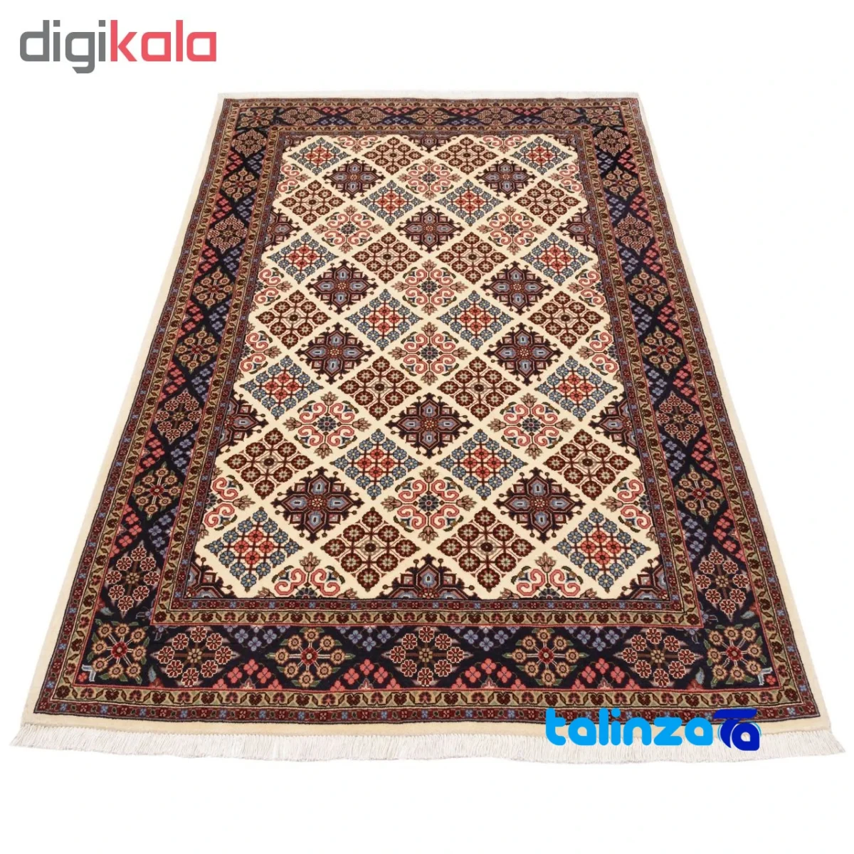 Cypress Persian Handwoven Rug Geometric Design - Edge view showing border and finishing