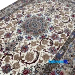 Edge view of Aftin Handwoven Carpet Isfahan Model Hand wash only border and finishing