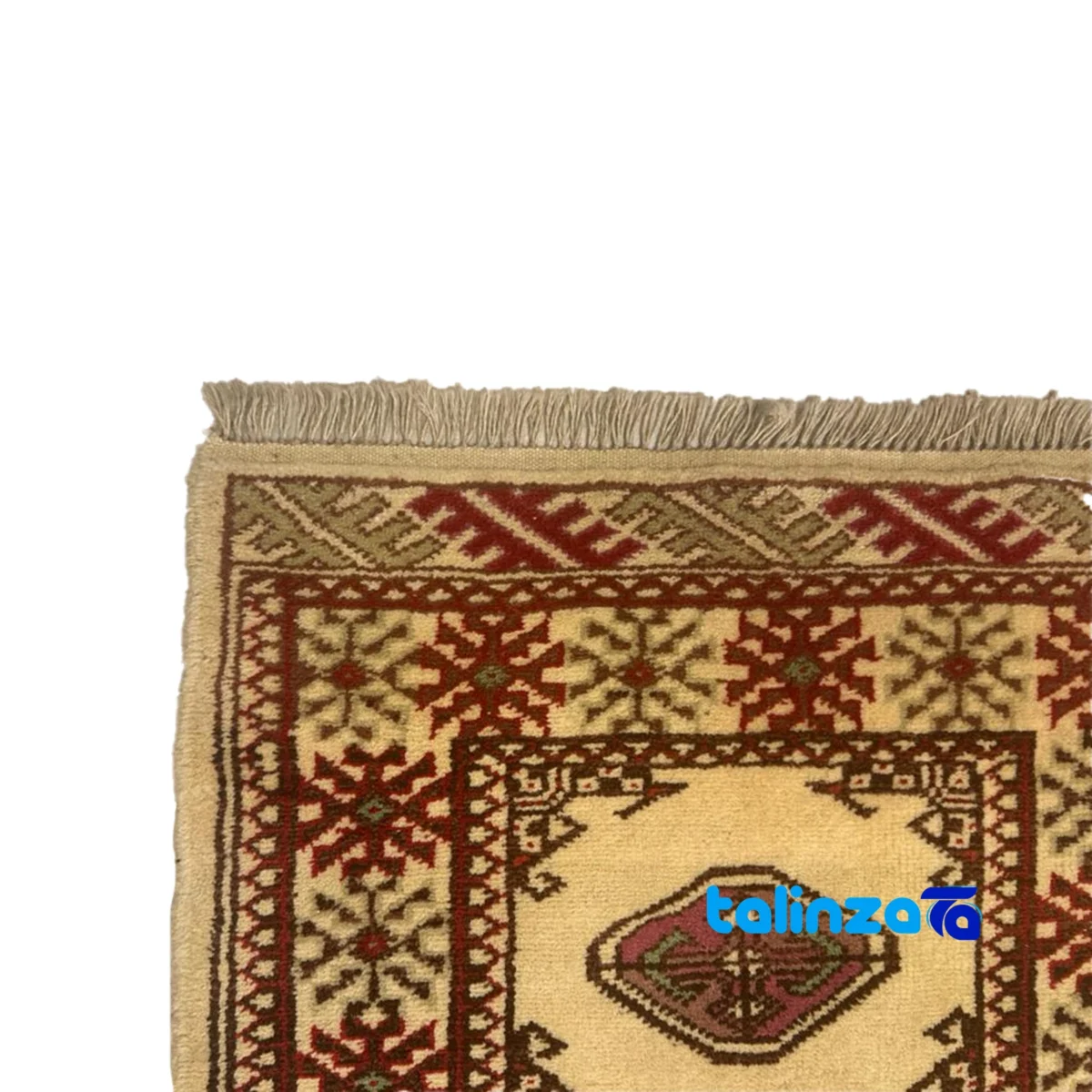Turkmen Handwoven Rug Unique Design By hand border and finishing (Edge view)