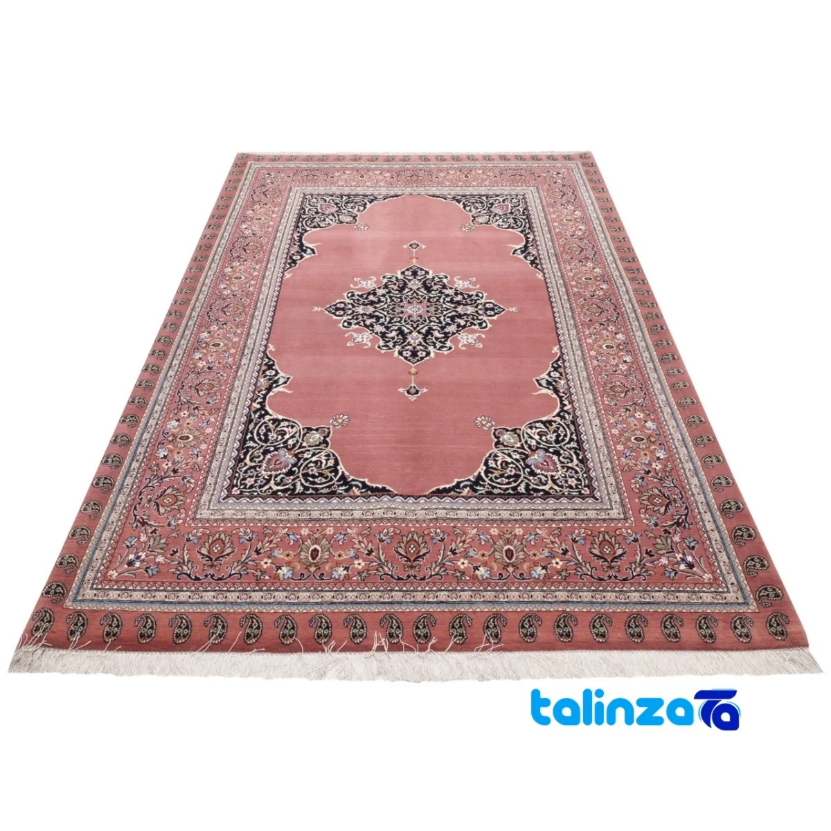 Corner detail of C Persia Handwoven Area Rug - Rich Copper Design binding and edges