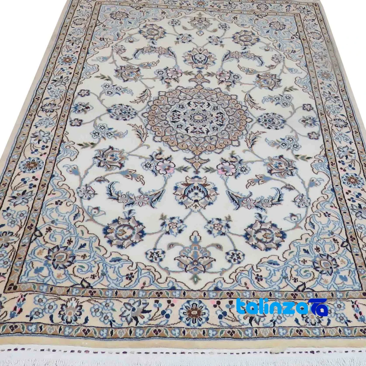 Nain Handwoven Rug 1. Elegant Design - Edge view showing border and finishing