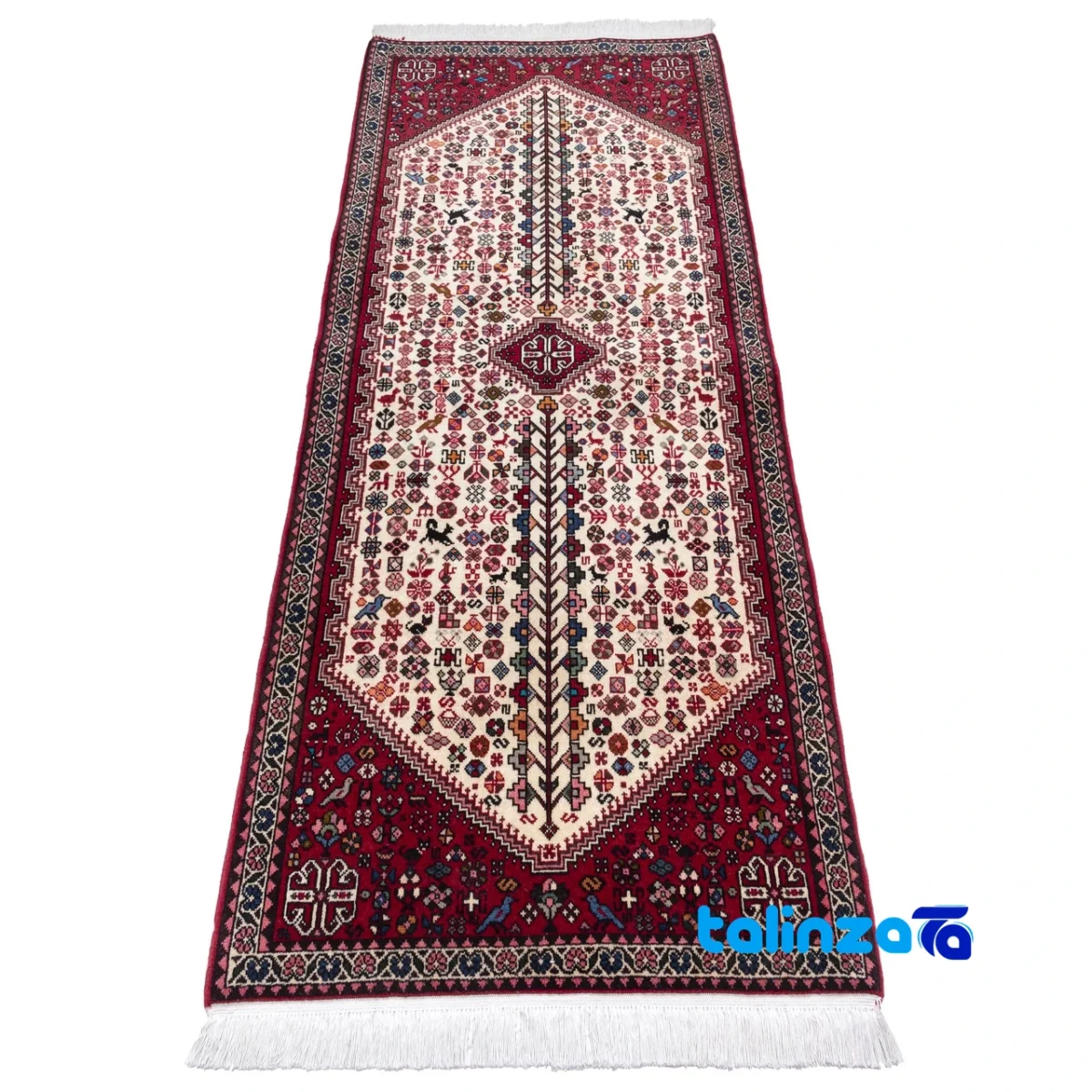 Cypress Persian Handwoven Runner Rug Cream binding and edges (Corner detail)