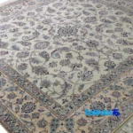 Nain Persian Handwoven Carpet Square Traditional Design - Corner detail showing binding and edges