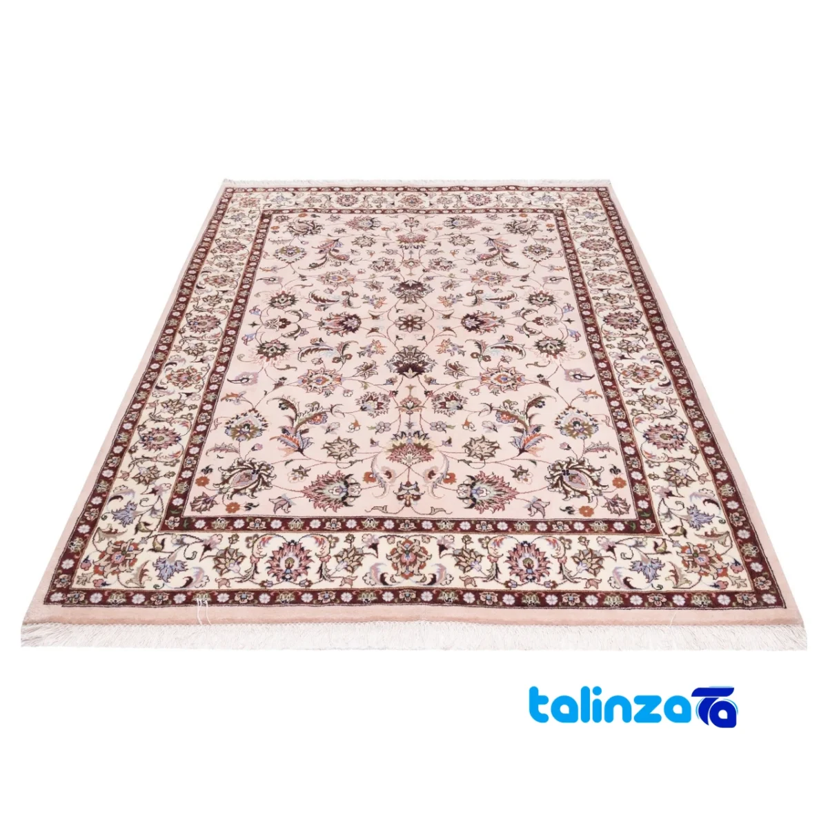 C Persia Handwoven Rug Pink - Corner detail showing binding and edges