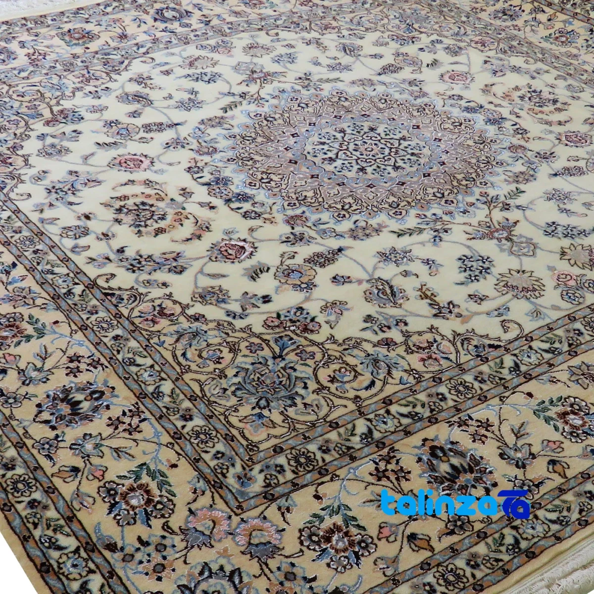 Nain Handwoven Carpet Square Design Luxurious 205x200x0. border and finishing (Edge view)