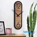 Detail view of C81 Wall Clock Wooden Design Classic Style movement and rear mount