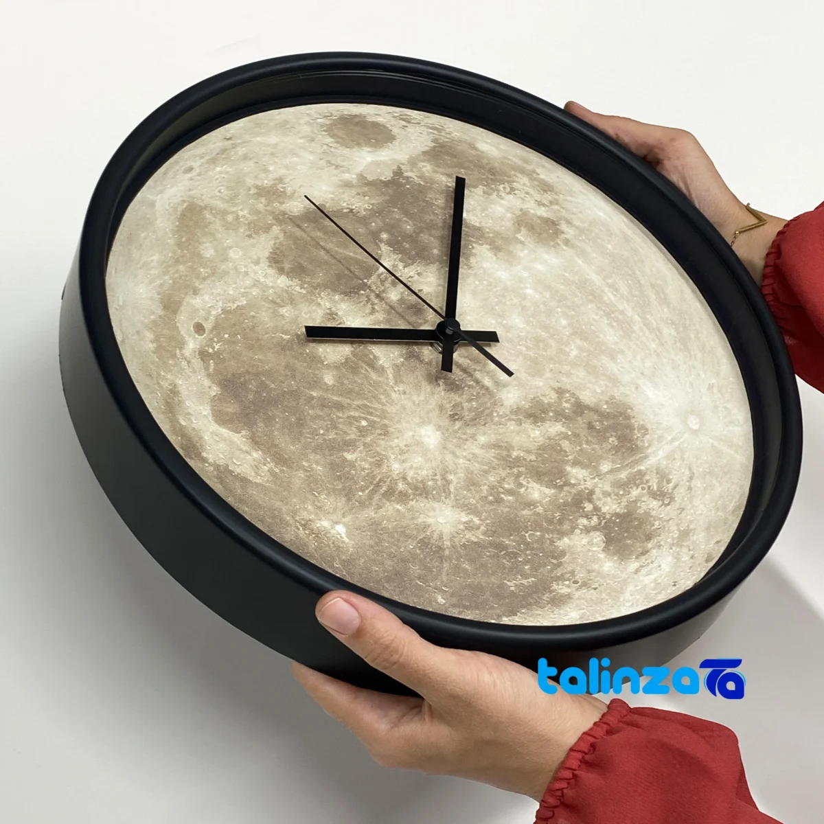 Sal Birds Wall Clock Full Moon Design - Mounting detail showing back panel and hook