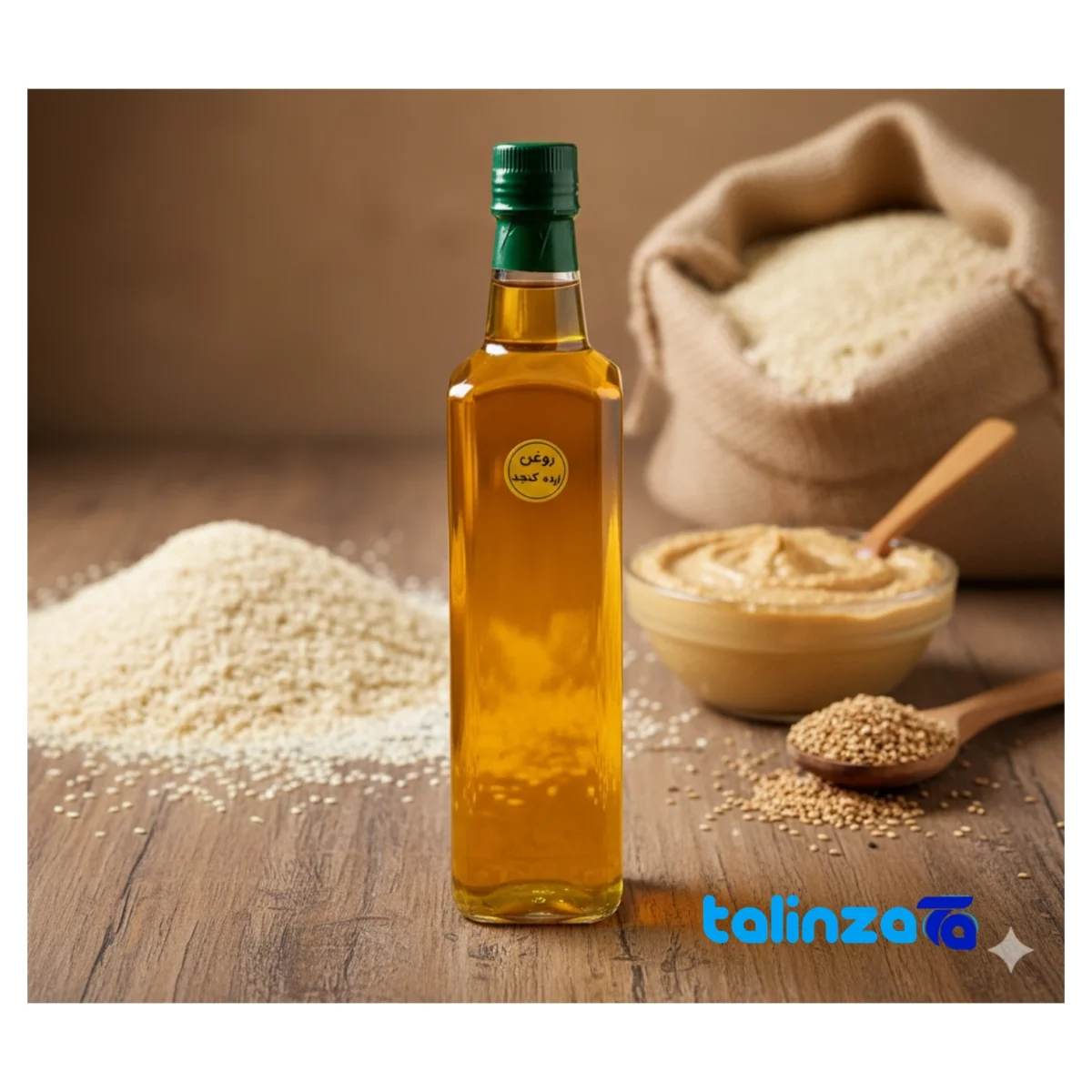 Detail view of Organic Sesame Oil Liquid 1 Liter Pack 2 1000 grams finish and material