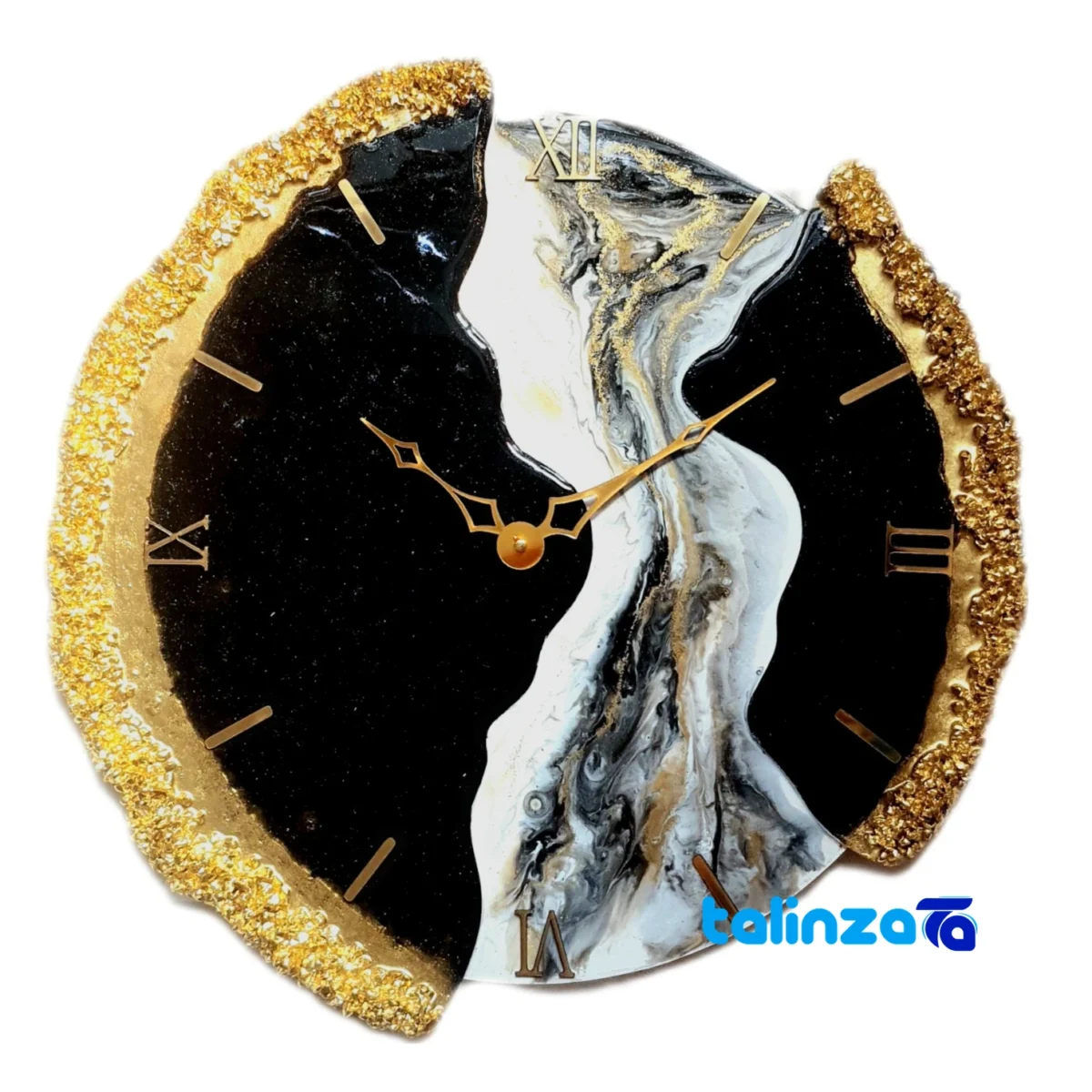 Resin Wall Clock Three-Piece Deformed Design - Detail view showing movement and rear mount