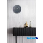 Mounting detail of X Products Round Wall Clock Handmade Stone Design back panel and hook