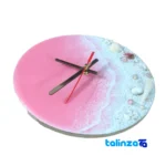 Artisan Resin Wall Clock Ocean Design - Detail view showing movement and rear mount