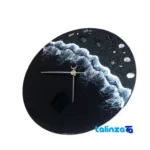 Resin Art Wall Clock Night Sea Design 30x30x1 cm - Mounting detail showing back panel and hook