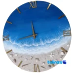 Detail view of Resin Beach and Ocean Wall Clock movement rear mount
