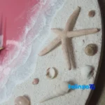 Resin Beach and Sea Wall Clock threads close-up texture (Detail view)