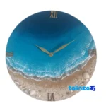Resin Beach and Ocean Design Wall Clock - Detail view showing threads close-up texture