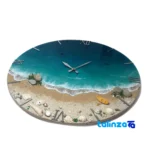 Detail view of Resin Beach and Sea Wall Clock movement rear mount