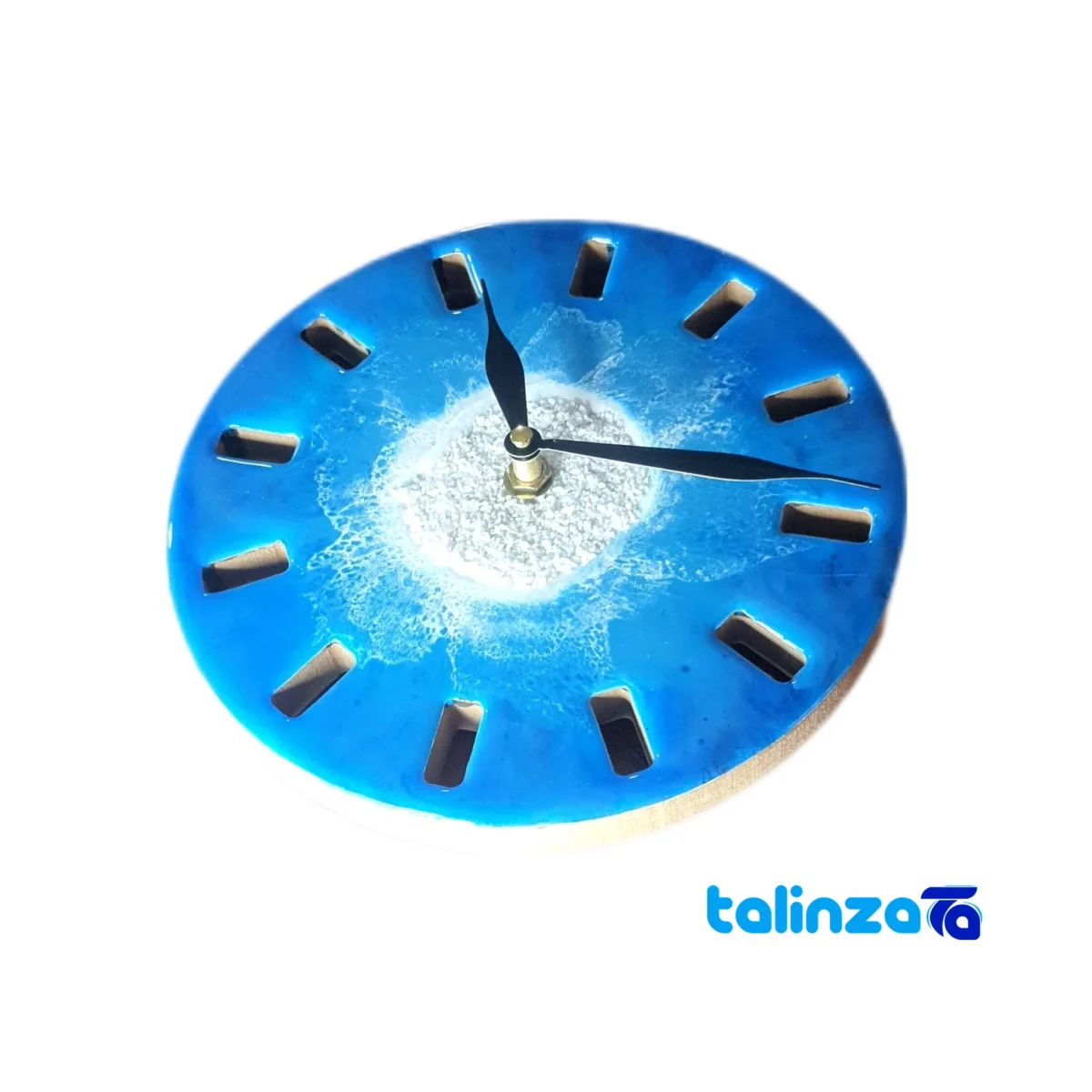Ocean Island Resin Wall Clock - Detail view showing movement and rear mount