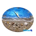 Resin Beach and Sea Wall Clock - Detail view showing movement rear mount