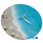Artisan Ocean Wave Resin Wall Clock Yes - Mounting detail showing back panel and hook