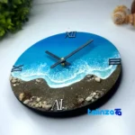 Detail view of Resin Wall Clock Ocean Design threads close-up and texture
