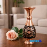 Diamond Engraved Copper Vase Model 16 - Detail view showing finish and material