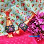 Detail view of Pardaz Copper Vase Set Decorative Art finish and material
