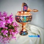 Detail view of Pardaz Copper Candy Dish Elegant Design with hammered finish and material