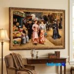Edge view of Si Persia Handwoven Tapestry Landscape Art border and finishing