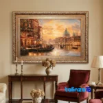 Edge view of Handwoven Tapestry Landscape Art Unique Design border and finishing