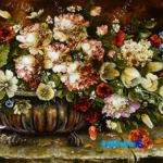 Edge view of Handwoven Tapestry Floral Design with Frame border and finishing