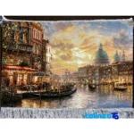 Edge view of Venice Handwoven Carpet Tapestry Framed border and finishing