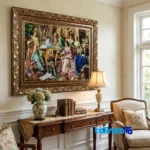 Edge view of Handmade Carpet Piano Design Art Piece border and finishing