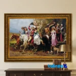 Edge view of Handwoven Carpet Tapestry Bride Farewell Design border and finishing
