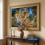 Edge view of Hasti Brand Handwoven Miniature Tapestry Art border and finishing