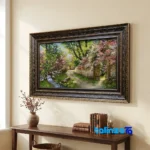 Edge view of Handmade Carpet Wall Art Landscape border and finishing