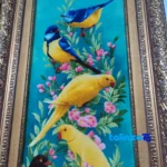 Edge view of RT Handwoven Carpet Tapestry Parrot Design border and finishing