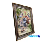 Edge view of Tabriz Handwoven Carpet Wall Art Unique Design border and finishing