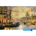 Edge view of Mirnazami Handwoven Tapestry Venice Scene border and finishing