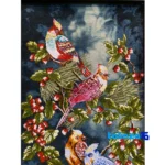 Edge view of Handmade Carpet Wall Art Floral Bird Design border and finishing